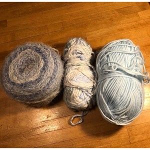 Remnants of Yarn Shades Light Blue White Set of 3